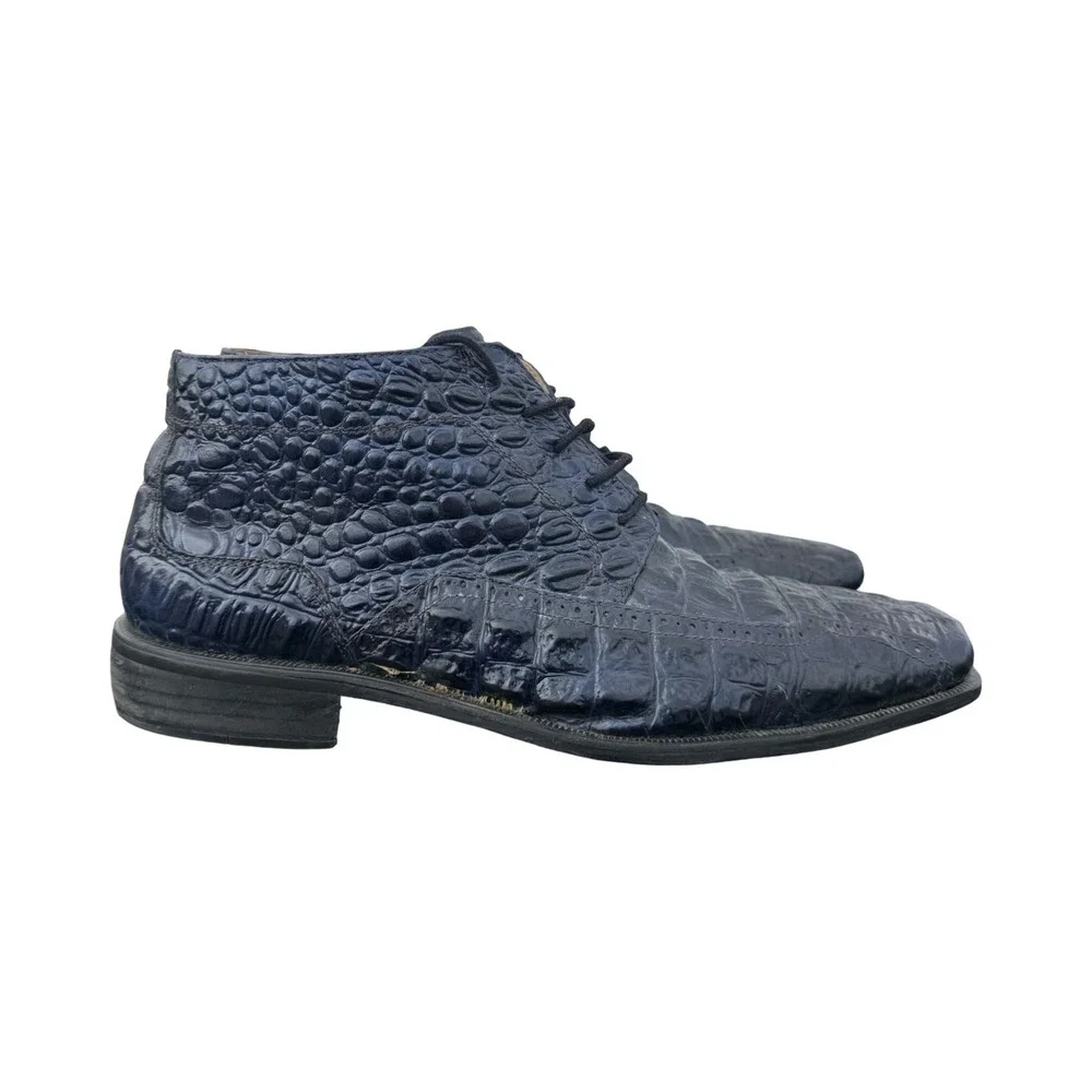 Giorgio Brutini Vintage Men's Blue Alligator Embossed Leather Boots Square Toe
